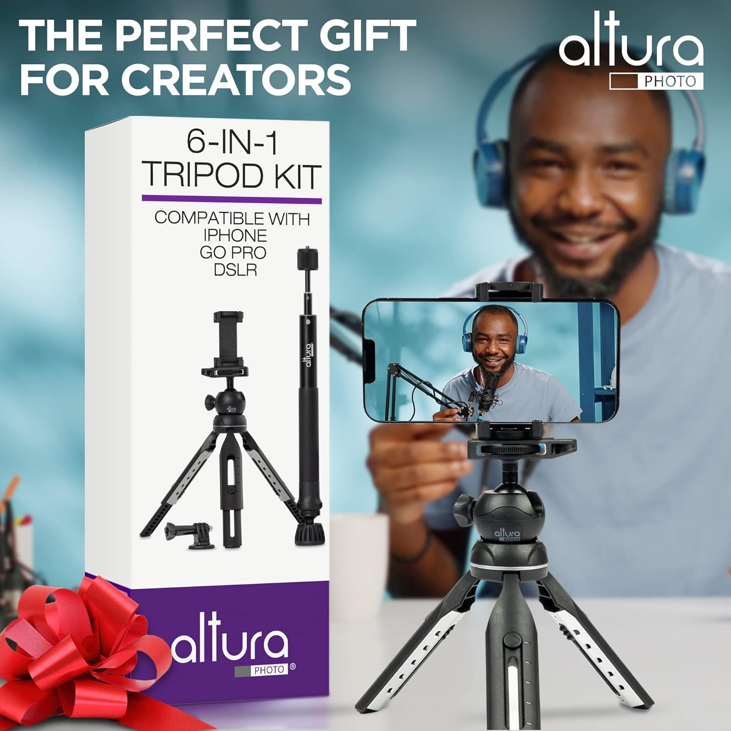 Altura Photo Phone Tripod 55" - Works as GoPro Tripod, GoPro Selfie Stick & Camera Monopod - Cell Phone Tripod Stand with 360 Rotating Head - Tripod for iPhone with Carrying Case, Great for Travel - Image 6
