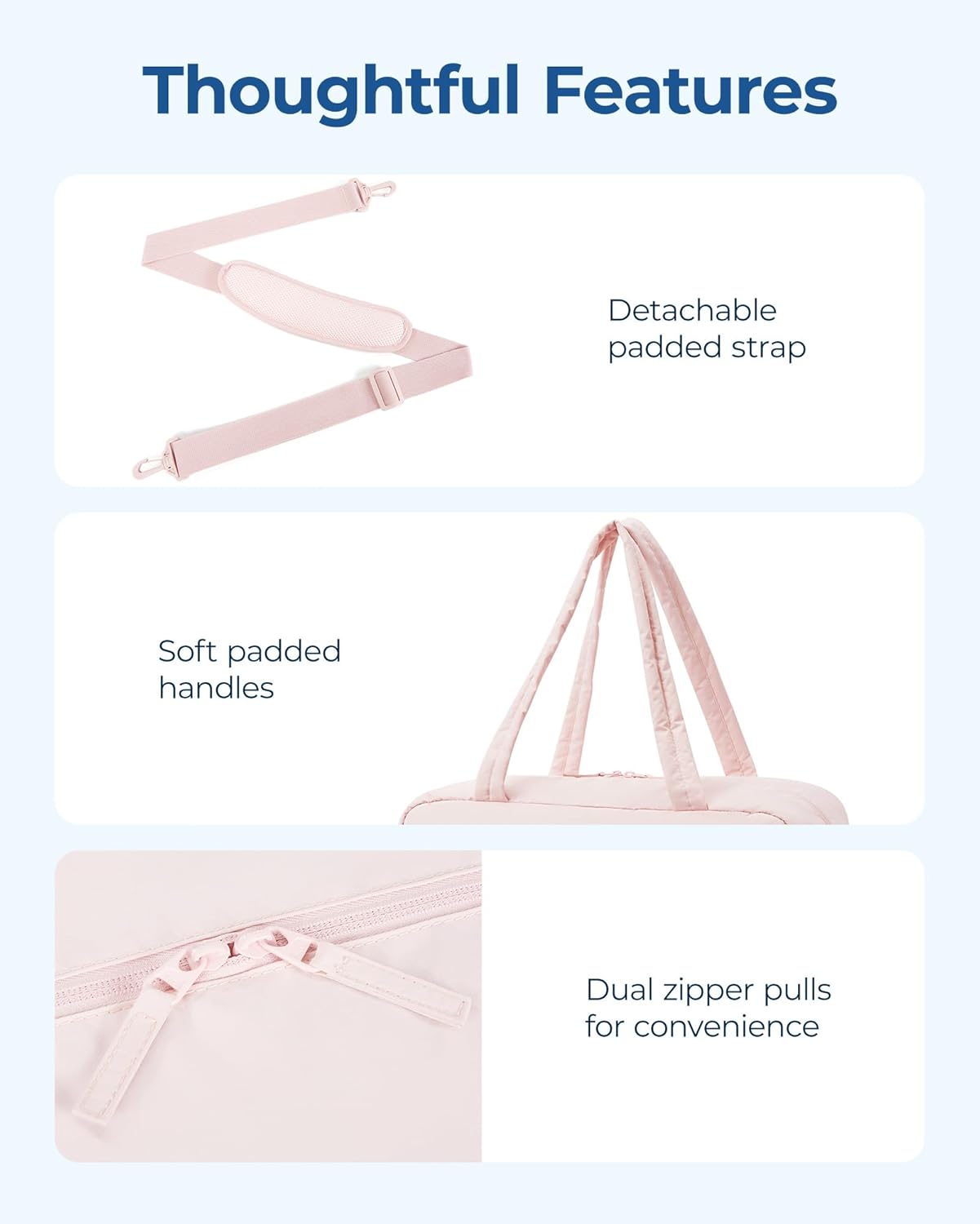 Travel Duffle Bag Gym Bag for Women, 31L Puffer Tote Bag Quilted Laptop Carry on, Weekender Overnight Bag Organizer Duffel Bag for Travel, Black - Image 5