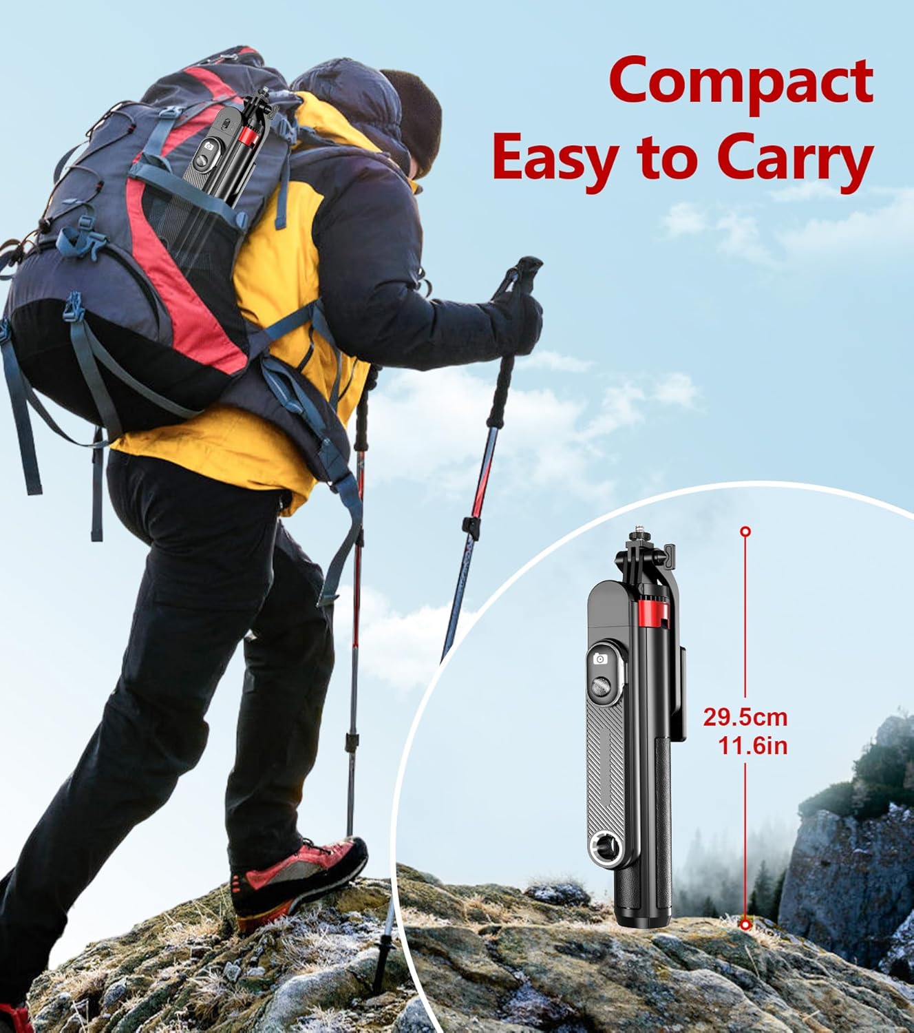 Huryfox Selfie Stick Phone Tripod - 71 inch Tall Cell Phone Holder with Detachable Wireless Remote, Phone Stand for Recording, Video and Picture, Compatible with iPhone, Android Phone, Camera & Gopro - Image 6