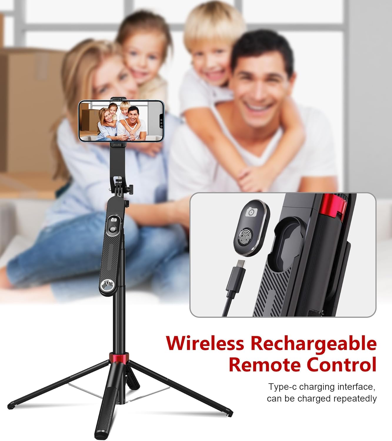 Huryfox Selfie Stick Phone Tripod - 71 inch Tall Cell Phone Holder with Detachable Wireless Remote, Phone Stand for Recording, Video and Picture, Compatible with iPhone, Android Phone, Camera & Gopro - Image 7