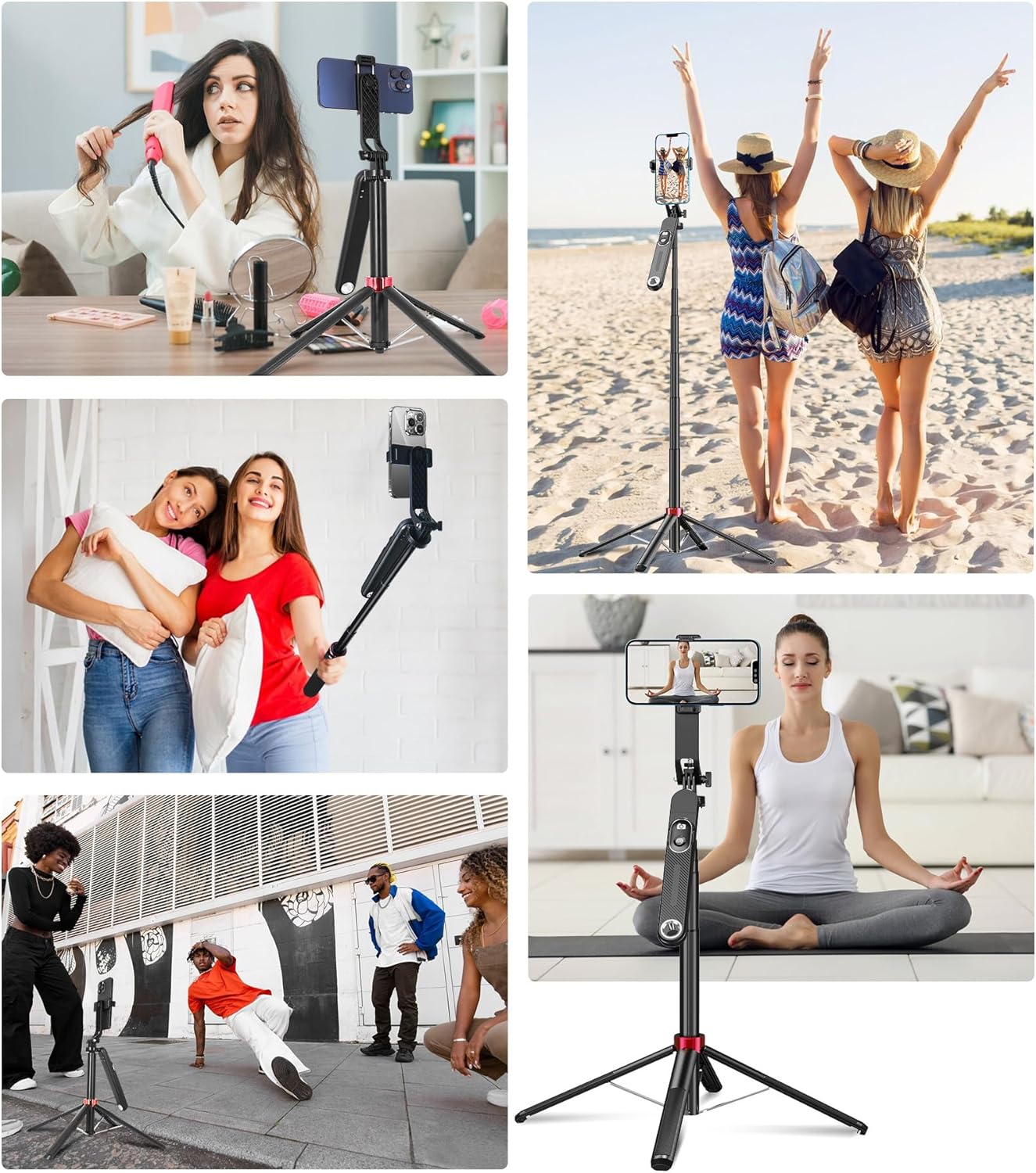 Huryfox Selfie Stick Phone Tripod - 71 inch Tall Cell Phone Holder with Detachable Wireless Remote, Phone Stand for Recording, Video and Picture, Compatible with iPhone, Android Phone, Camera & Gopro - Image 8