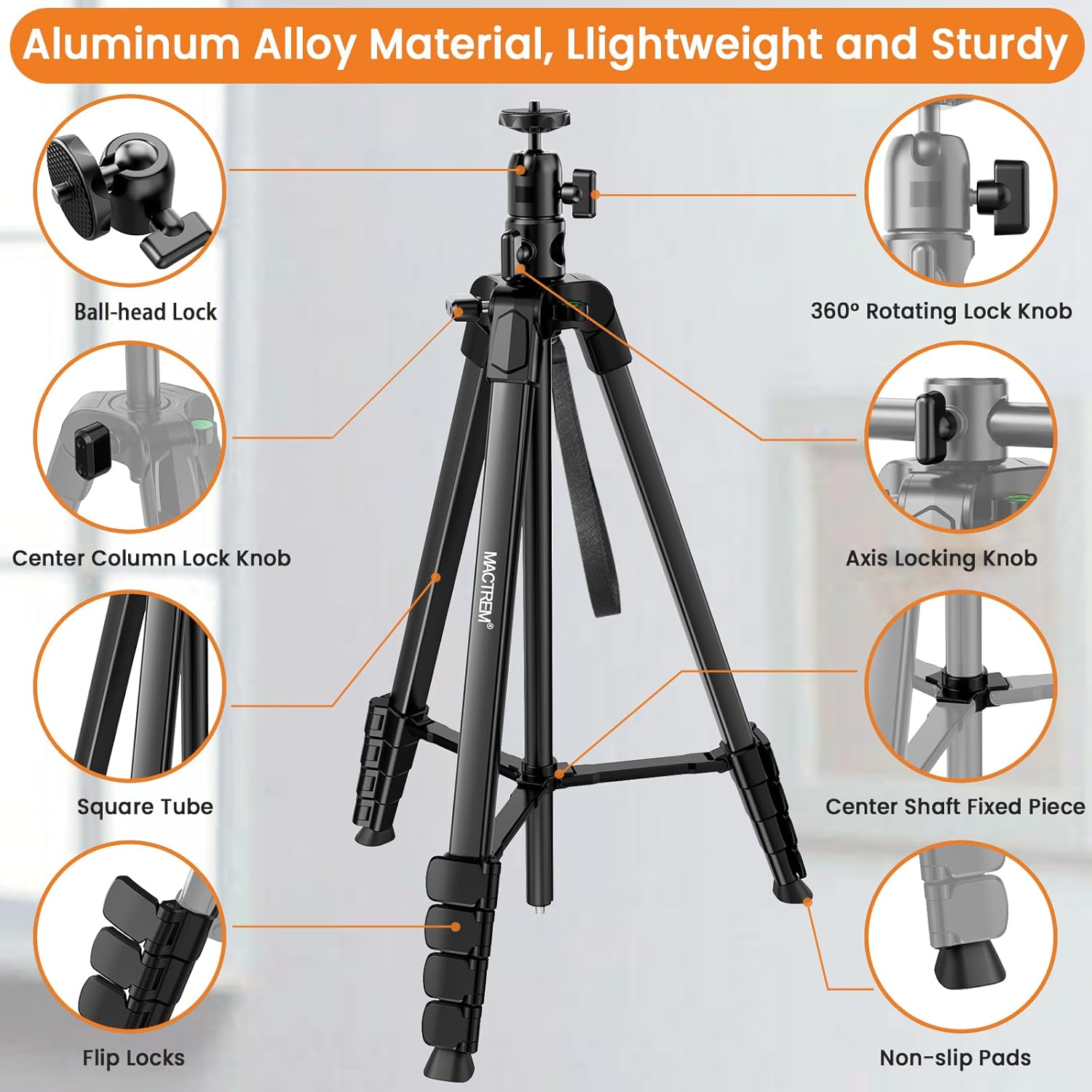 MACTREM Phone Tripod with Selfie Stick, 70" Horizontal Overhead Tripod for iPhone iPad, Camera Tripod Stand with Wireless Remote for Video Recording/Selfies/Live Stream/Vlogging - Image 7
