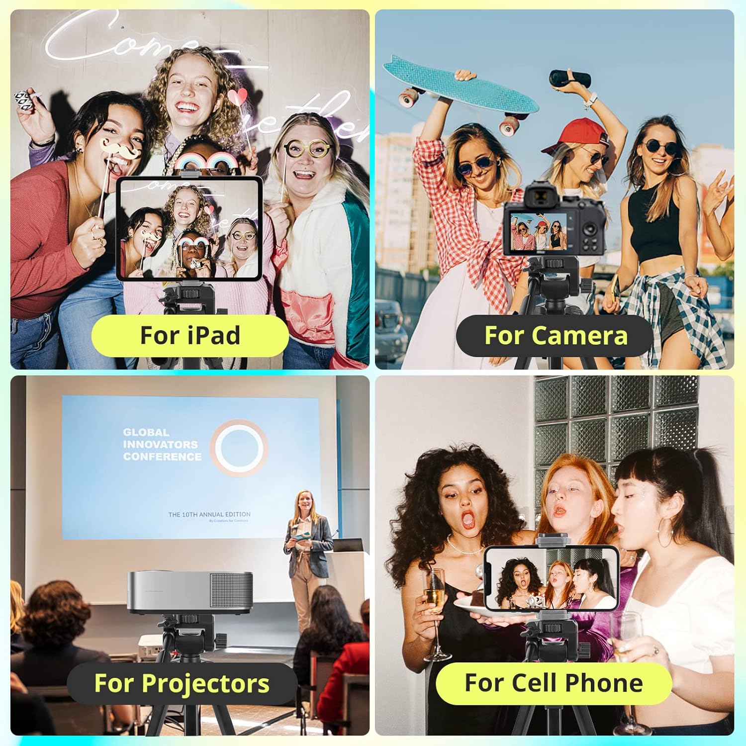 Sensyne 64" Camera Tripod Stand, Versatile Phone & iPad Tripod with Wireless Remote and 2-in-1 Phone Holder for Selfie/Video Recording/Photo/Live Stream/Vlog - Image 2