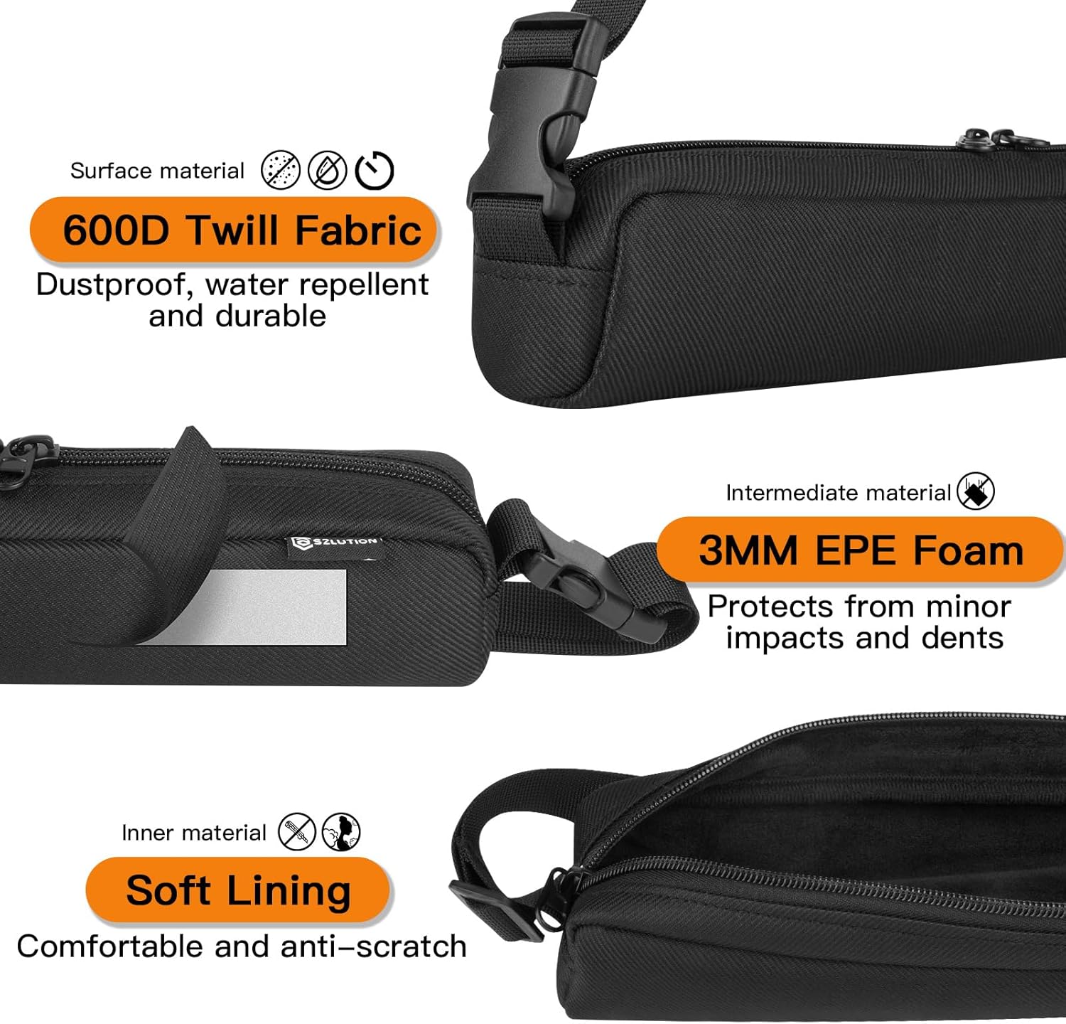 Travel Carrying Case for Sensyne 60" Phone Tripod & Selfie Stick, Nylon Storage Case Compatible with 60 Inch All-in-1 Cell Phone Tripod Stand with Integrated Wireless Remote (Case Only) - Image 4