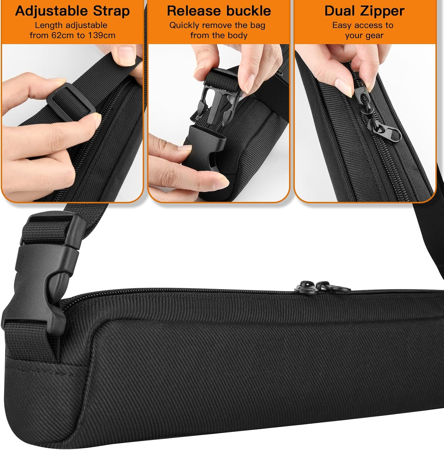 Travel Carrying Case for Sensyne 60" Phone Tripod & Selfie Stick, Nylon Storage Case Compatible with 60 Inch All-in-1 Cell Phone Tripod Stand with Integrated Wireless Remote (Case Only) - Image 5