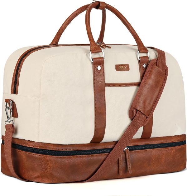 Weekender Bags for Women, Large Overnight Bag Canvas Travel Duffel Bag Carry On Tote with Shoe Compartment 21" for Women & Men